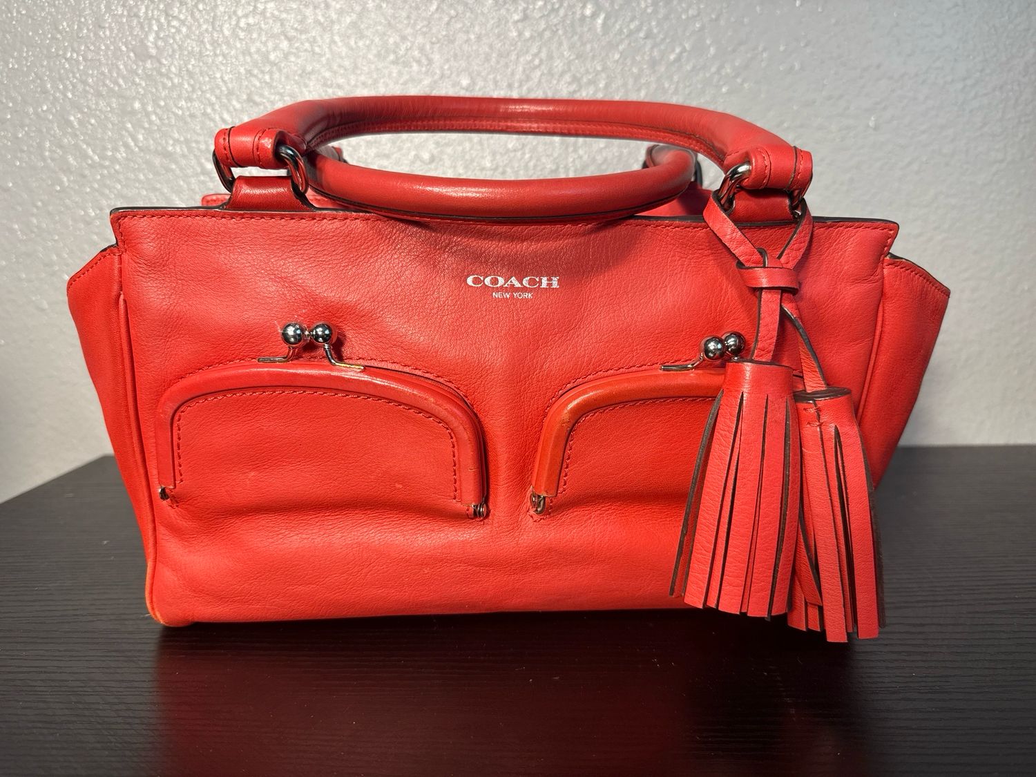 Coach Legacy Double Kisslock Smooth Red Leather Bag