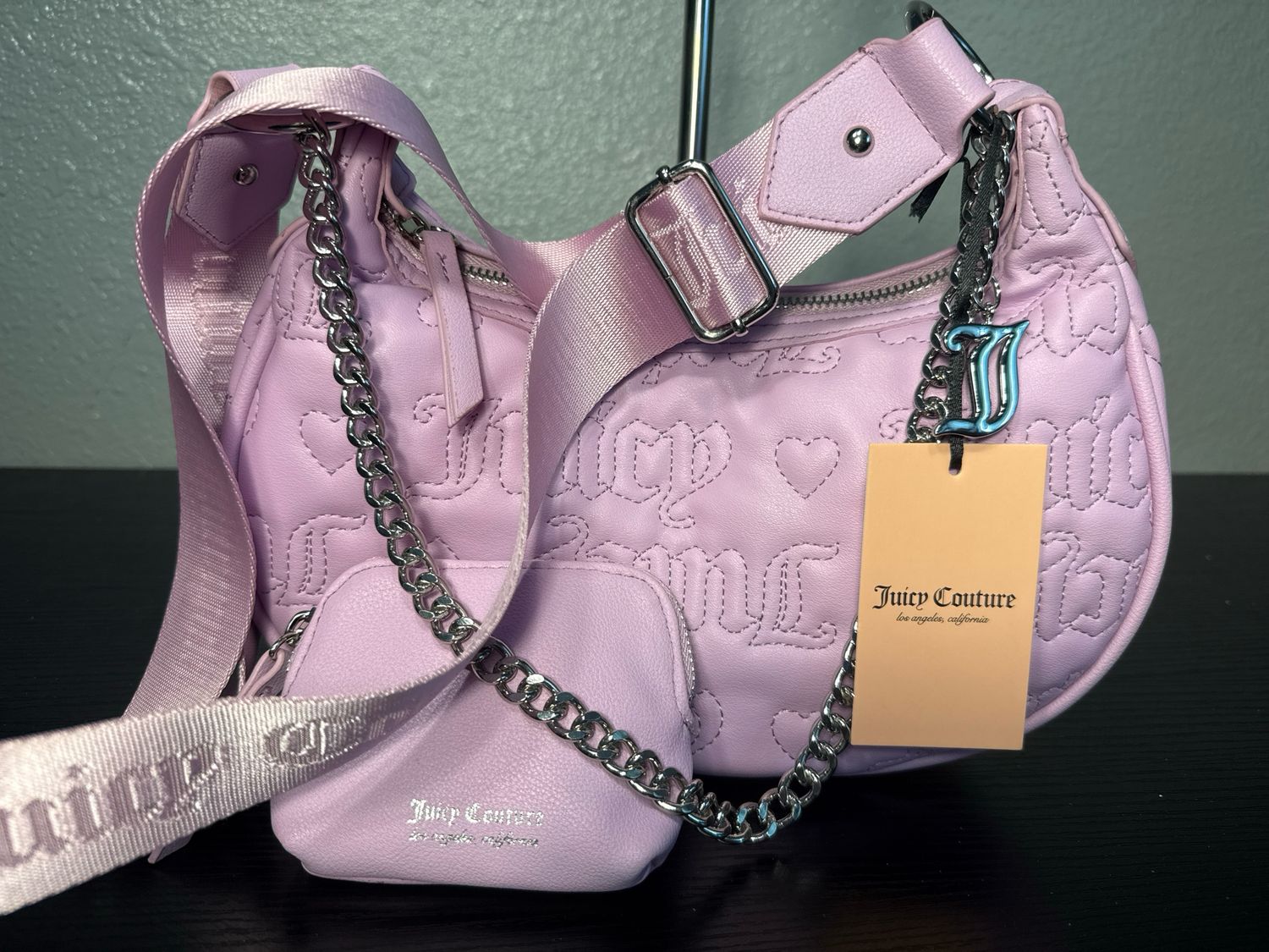 Juicy Couture Pink Vegan Leather Crossbody New With Tags Retail $78