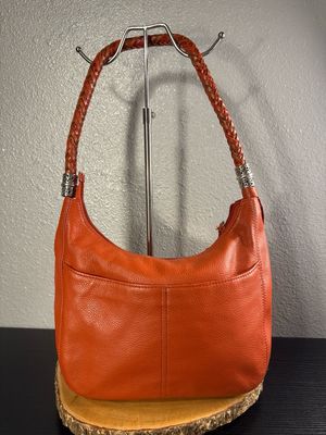 Brighton Vintage Pumpkin, Orange, Pebbled, Leather Shoulder Bag