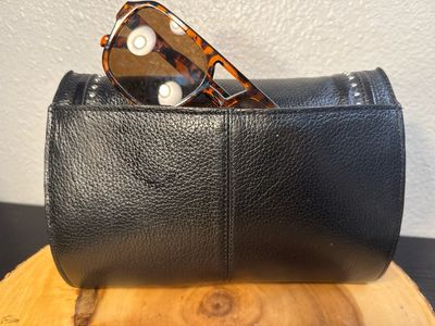 Brighton, Black Leather, Silver Micro Ted Chain Crossbody Bag With Wallet Insert New Without Tags