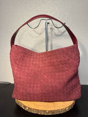 Unbranded Cranberry Woven Vegan Leather Shoulder Bag Or Crossbody Like New