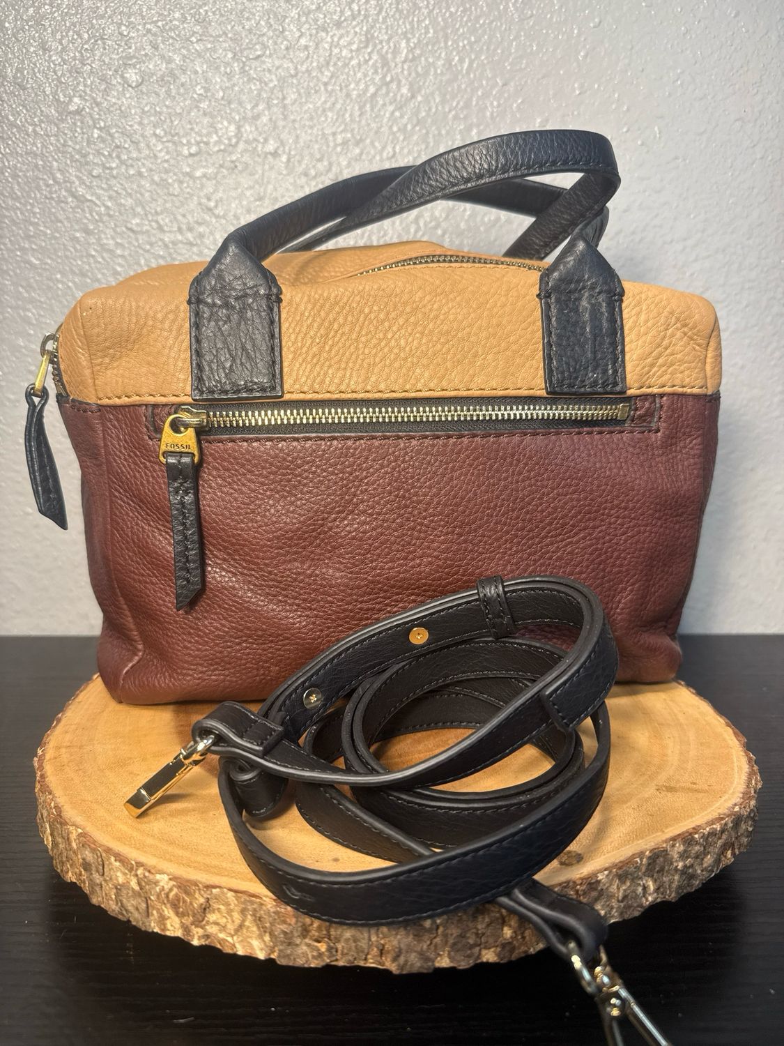Fossil Leather Colorblock Satchel