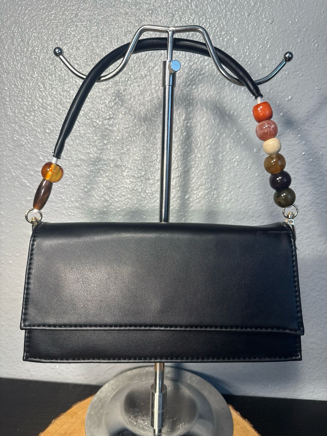 Urban Expressions, Black Vegan Leather Beaded Shoulder Bag NWOT (from My Collection)