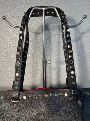 Vince Camuto, Black Pebbled, Leather Jewel, Studded Tote Bag Like New