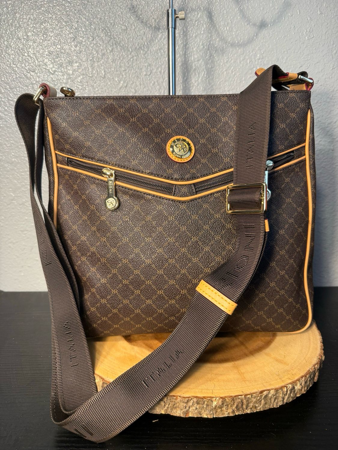 RIONI Daily Messenger In Brown W Vachetta Leather Trim Like New Retail: $300