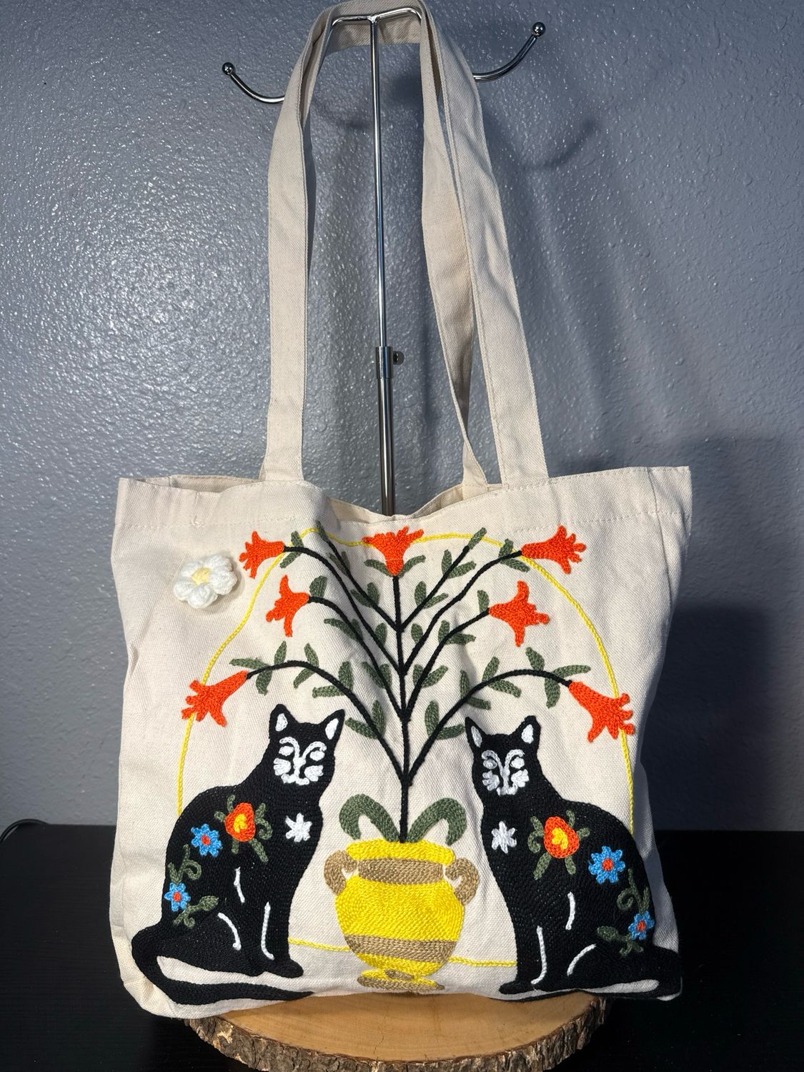 Unbranded Embroidered Cotton, Kat Snap Top Tote New Without Tags