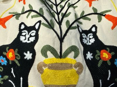 Unbranded Embroidered Cotton, Kat Snap Top Tote New Without Tags