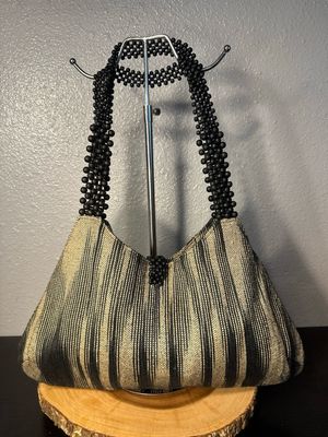 Unbranded One Of A Kind Top And Black Beaded Straps East West Shoulder Bag