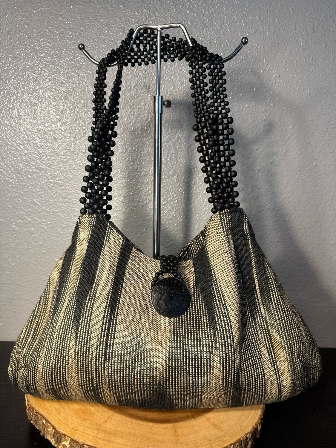 Unbranded One Of A Kind Top And Black Beaded Straps East West Shoulder Bag