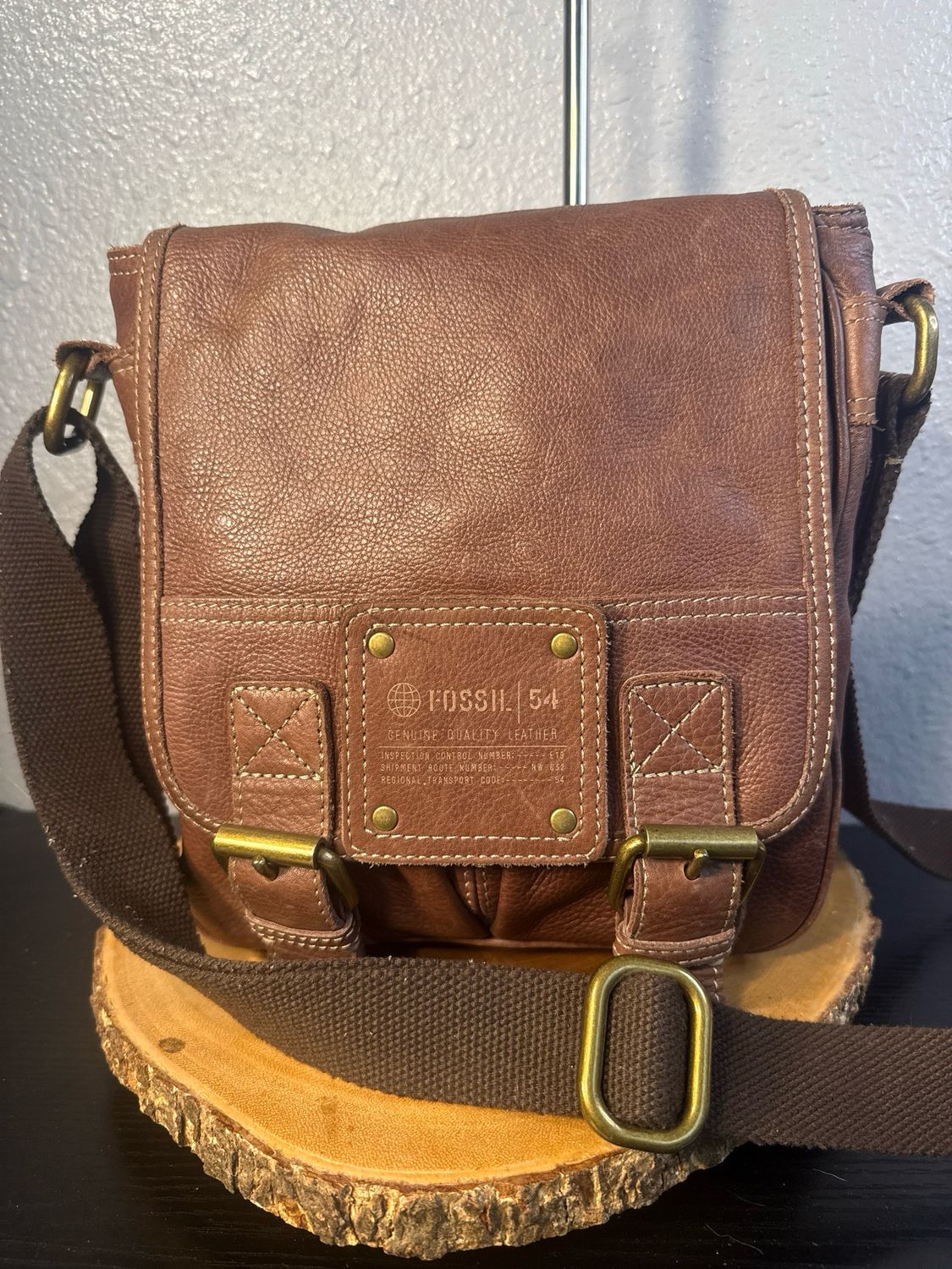 Fossil Vintage 54 Brown Leather Crossbody Bag