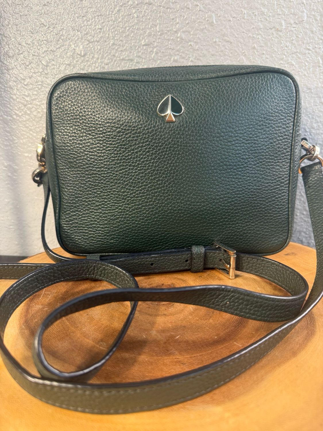 Kate Spade Boutique For Green Pebbled Leather Crossbody Bag