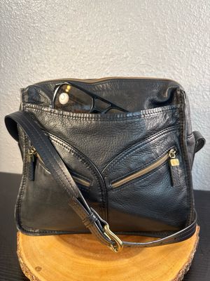 Fossil Vintage Black Leather Crossbody Bag