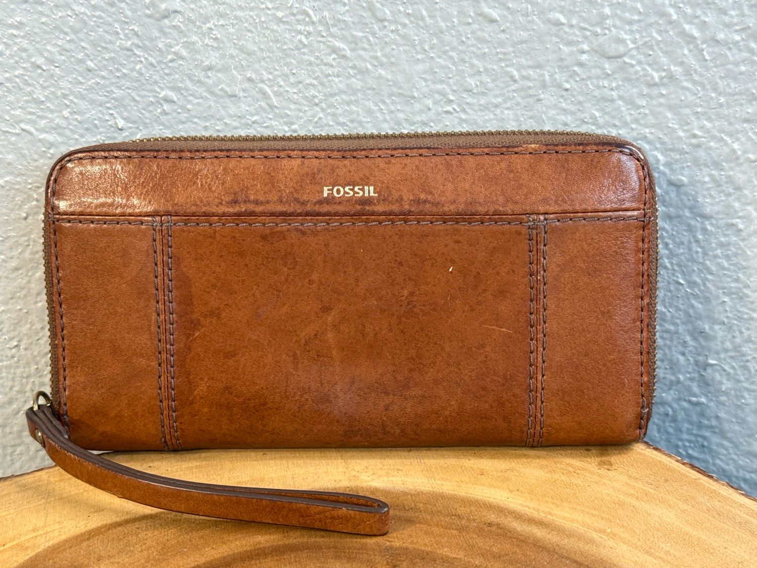 Fossil, Brown, Leather Wristlet Wallet
