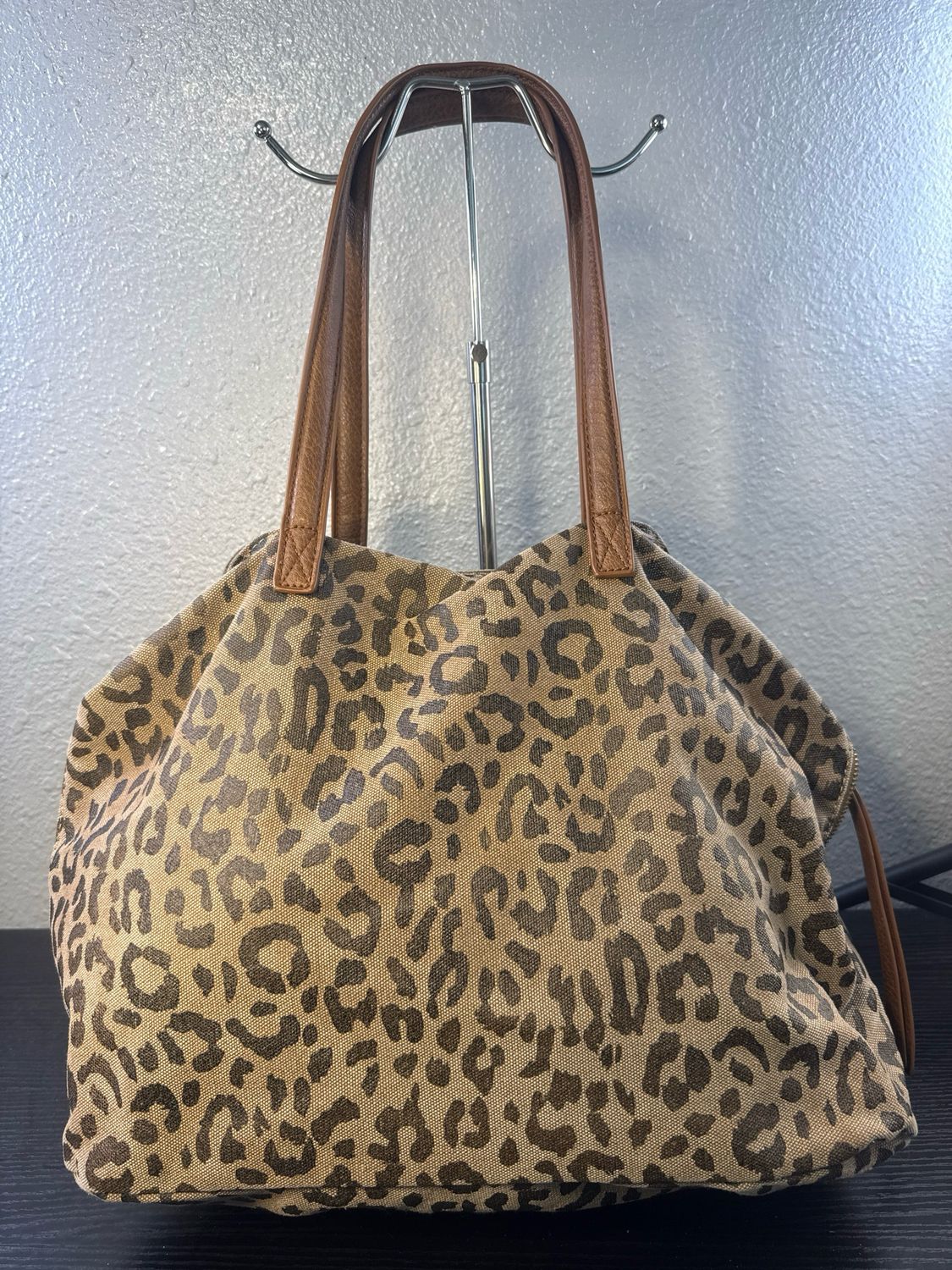 ANTIK Kraft Denim Leopard Shoulder Bag