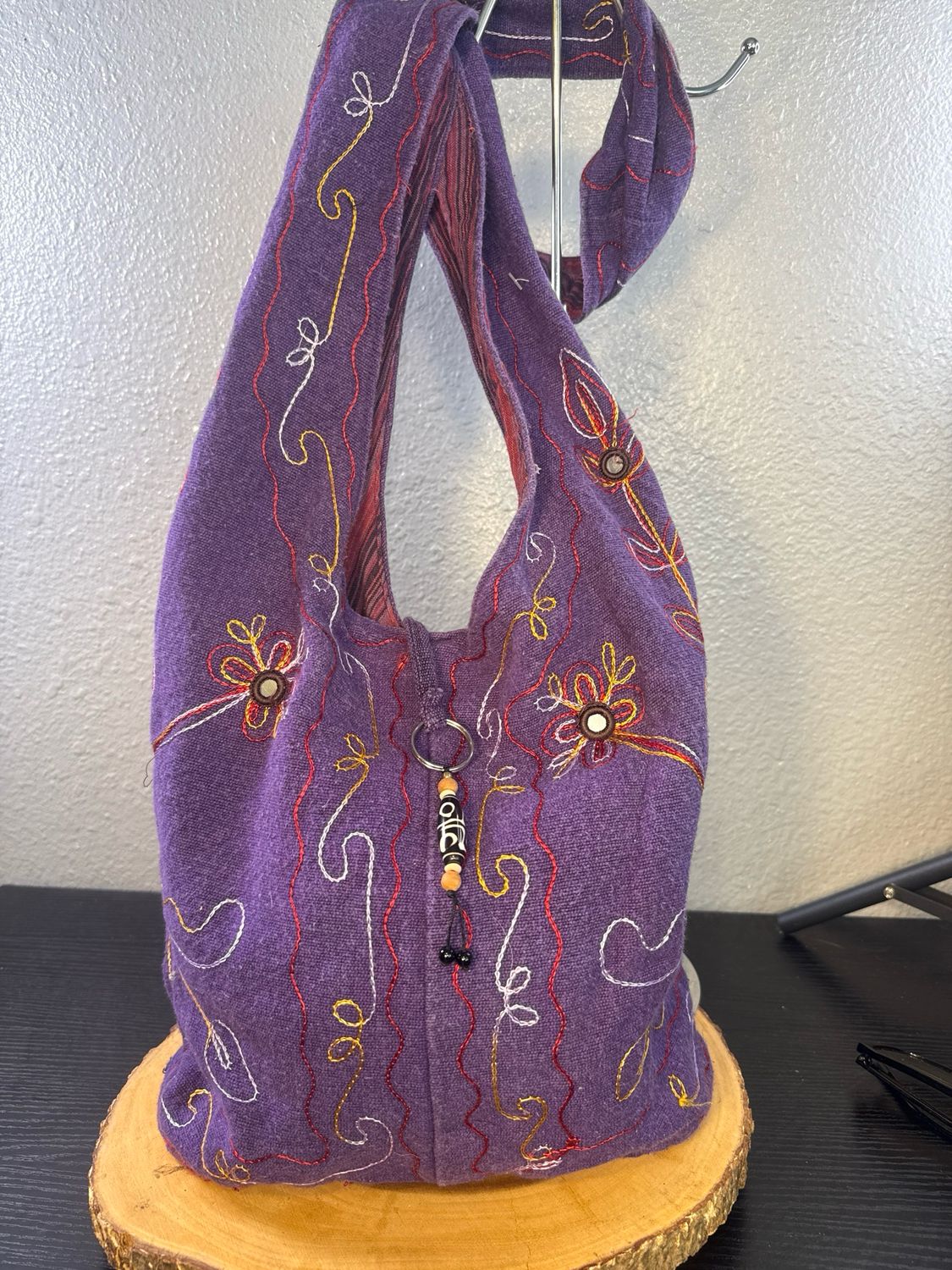 Rising International Purple Embroidered Crossbody Bag