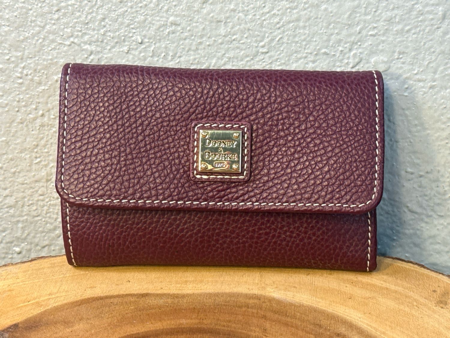 Dooney &amp; Bourke Bordeaux Pebbled Leather Wallet New With Tag From Carr All Proceeds. Go To Pets In Need
