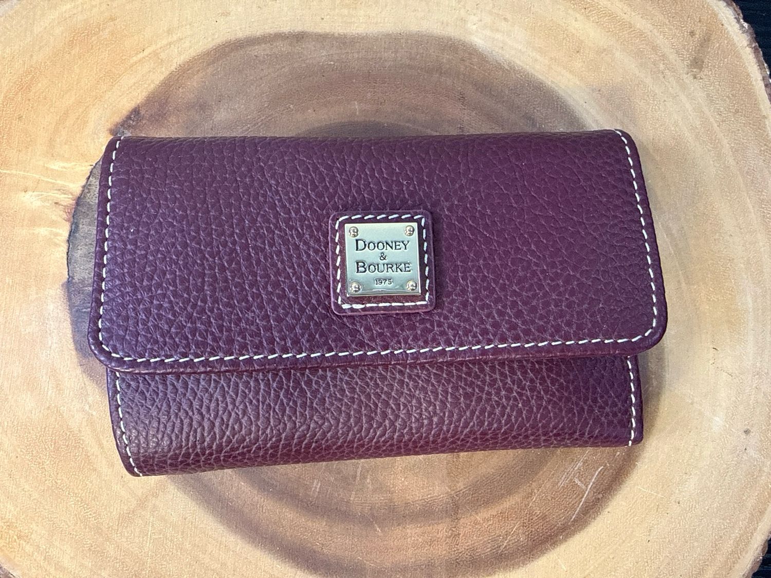 Dooney &amp; Bourke Bordeaux Pebbled Leather Wallet From Carol All Proceeds Go To Pets In Need New