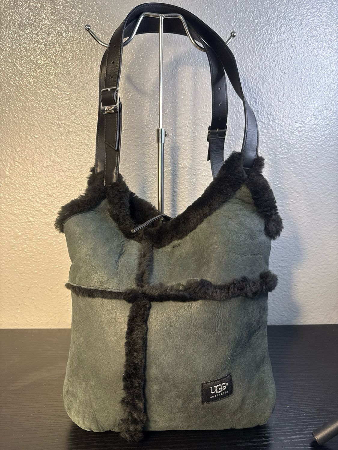 Ugg, Black Sherpa And Leather Tote Bag New Without Tags