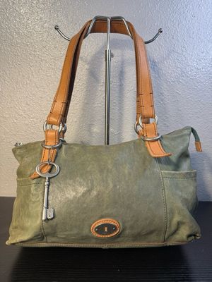 Fossil Vintage 1954 Superior Goods, Olive Green Leather Rare Find East West Shoulder Bag