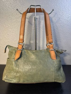 Fossil Vintage 1954 Superior Goods, Olive Green Leather Rare Find East West Shoulder Bag