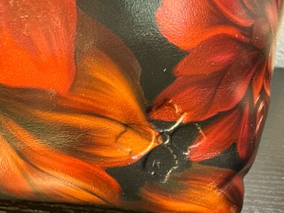 Patricia Nash Floral Leather Convertible, Backpack Crossbody Bag In Burgundy And Black With Gun Metal Hardware