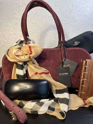 BUILD A BAG BUNDLE Claudia Firenze Made In Italy, Eggplant Suede Leather Bag (New With Tag ) And Coach