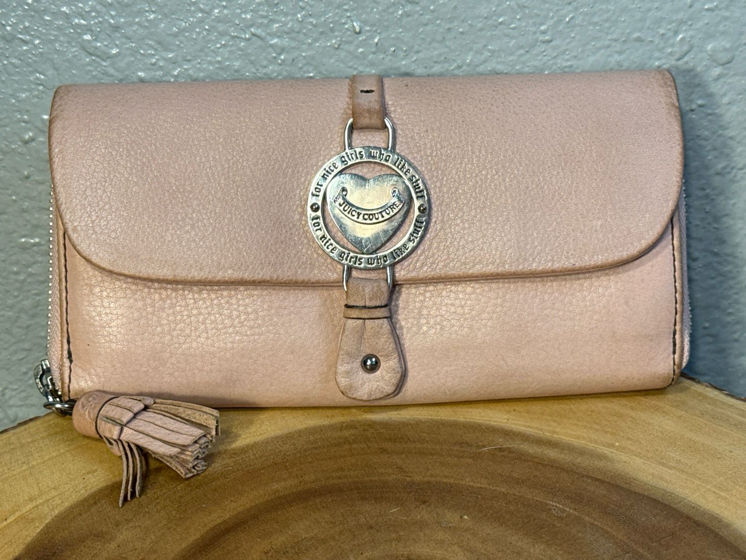Juicy Couture, Baby Pink With Silver Hardware Vintage Leather Wallet