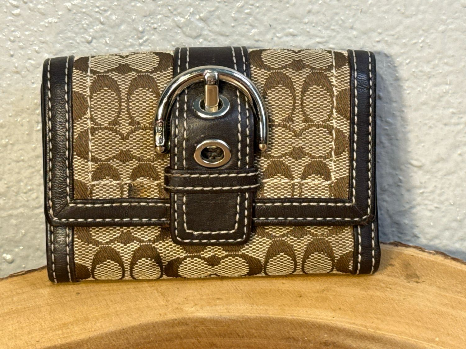 Coach Vintage Brown Mini Signature Soho, Compact Wallet