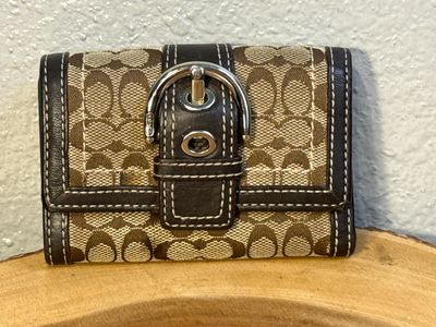 Coach Vintage Brown Mini Signature Soho, Compact Wallet