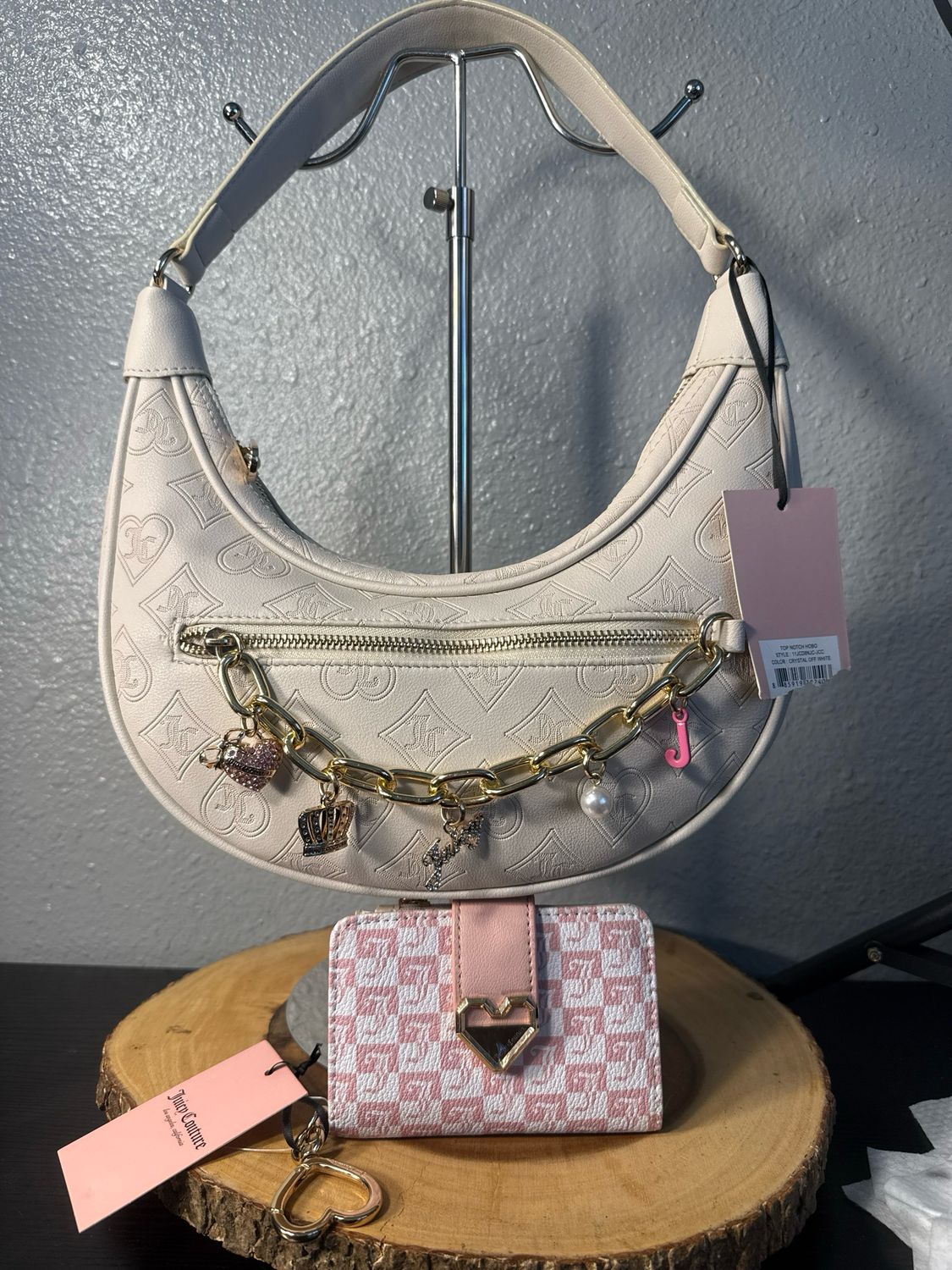Juicy Couture Ivory Charms Shoulder Bag And Free Matching Wallet Both New With Tags