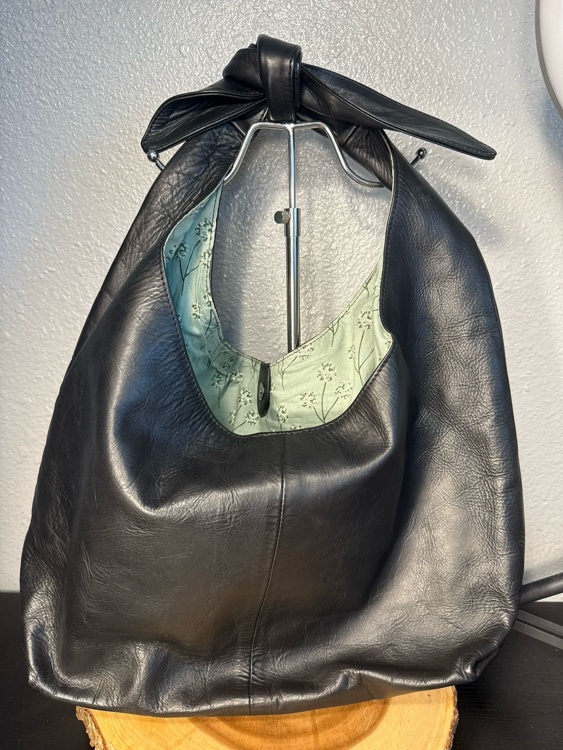 Unbranded, Black, Genuine, Leather, Knotted Hobo Bag Hobo Bag New Without Tags