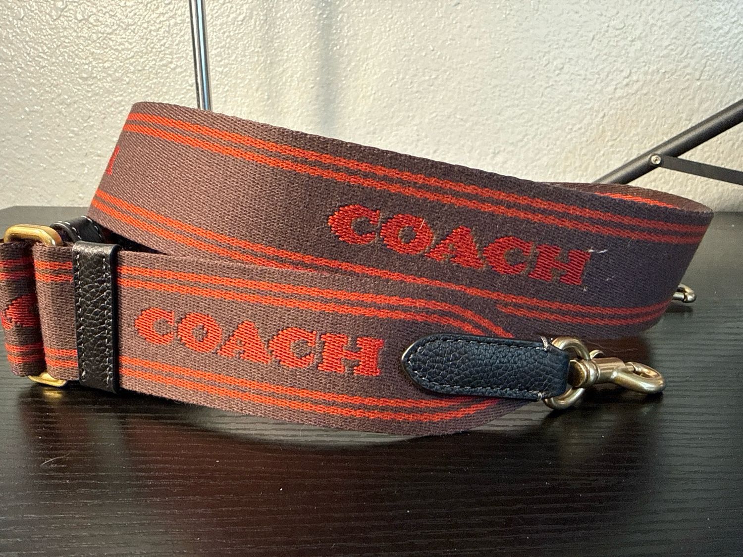 Coach Brown And Red Guitar Crossbody Strap