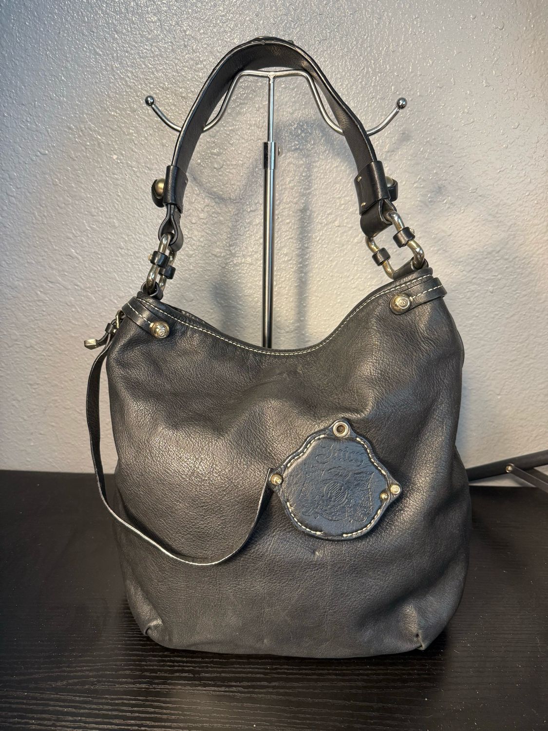 Juicy Couture Vintage Black Leather Hobo Bag