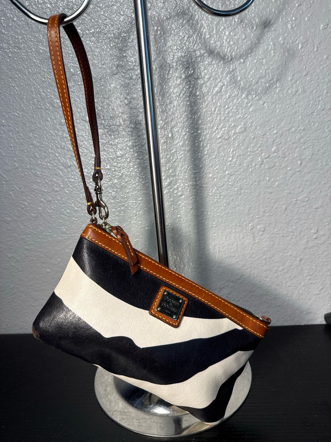 Dooney &amp; Bourke Zebra Leather Wristlet