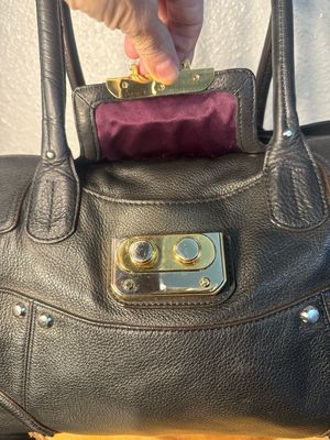B.Makowski Black, East West Leather, Mixed Metal Multi Pocket Shoulder Bag