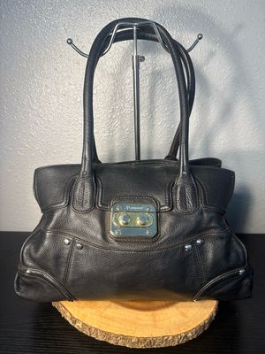 B.Makowski Black, East West Leather, Mixed Metal Multi Pocket Shoulder Bag