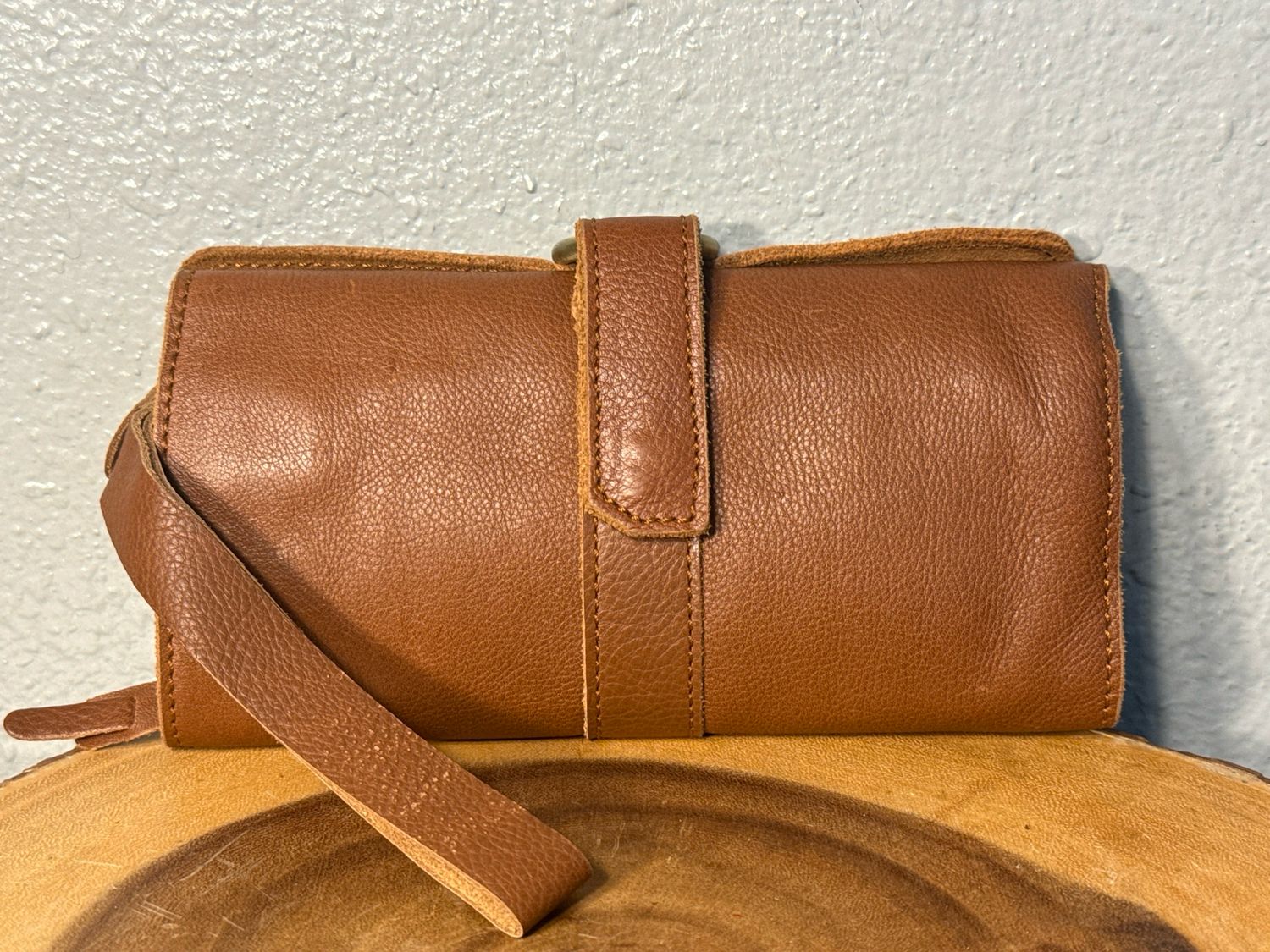 Unbranded, Whiskey, Brown Leather Wristlet Clutch Wallet, New Without Tags