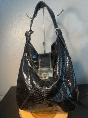 Jimmy Choo AUTHENTIC Black Exotic Leather Hobo Bag. Mint Condition. NWOT
