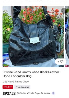 Jimmy Choo AUTHENTIC Black Exotic Leather Hobo Bag. Mint Condition. NWOT
