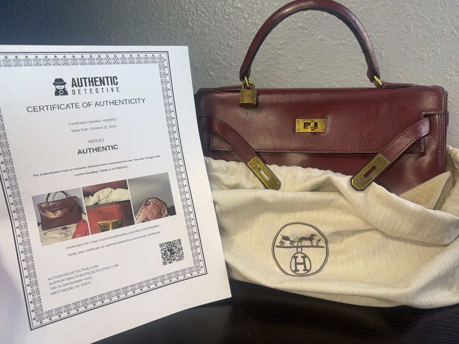 AUTHENTIC Hèrmes Kelly 28 vintage Year 1970 Rouge Box Calf Leather