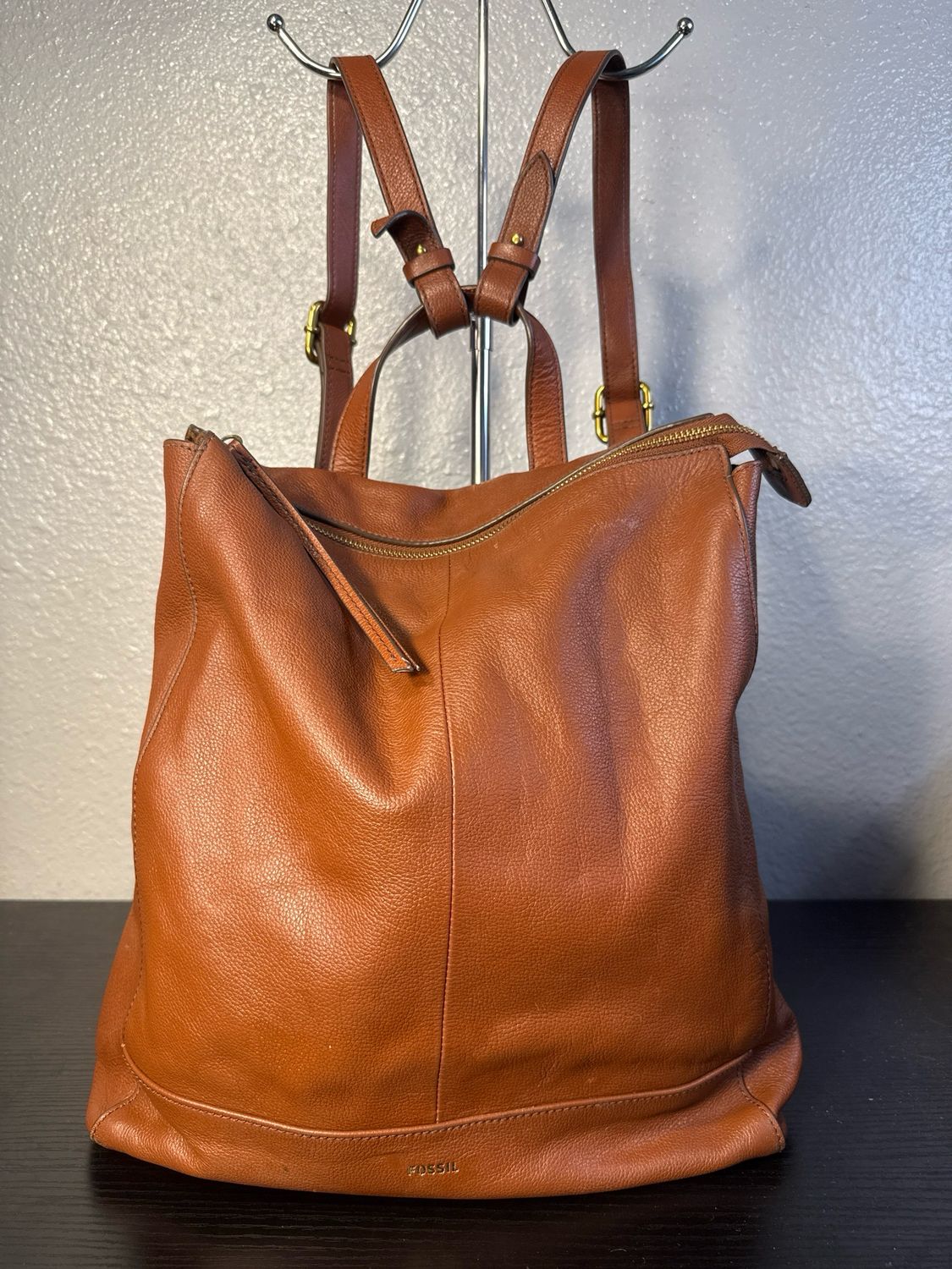 Fossil Whiskey, Brown, Leather, Convertible, Backpack, Or Crossbody Bag