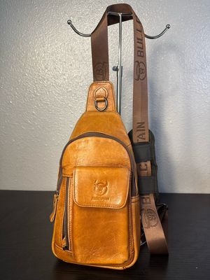 Bullcaptain Brown, Distressed, Leather Sling Bag
