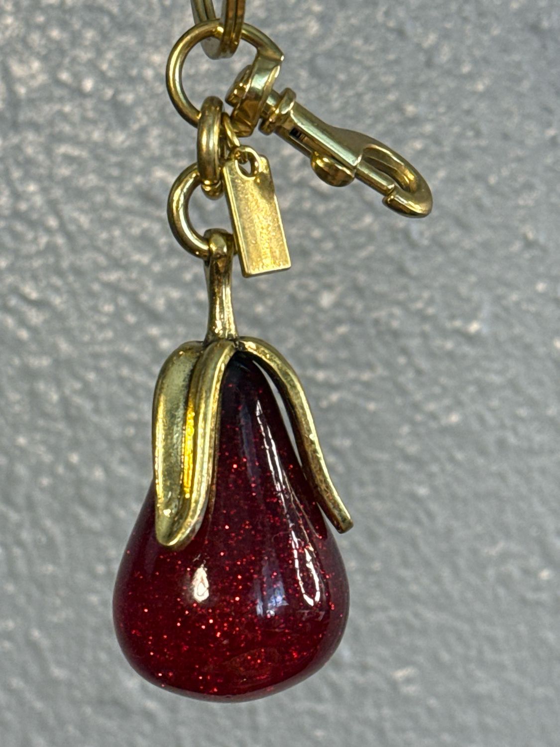 Coach Inspired Pear, Glitter Keychain Charm NWOT