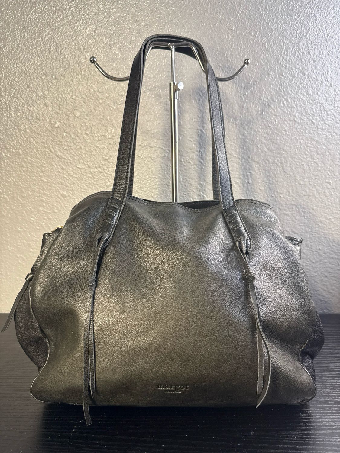 Margot Smooth, Black Leather Tassel Tote