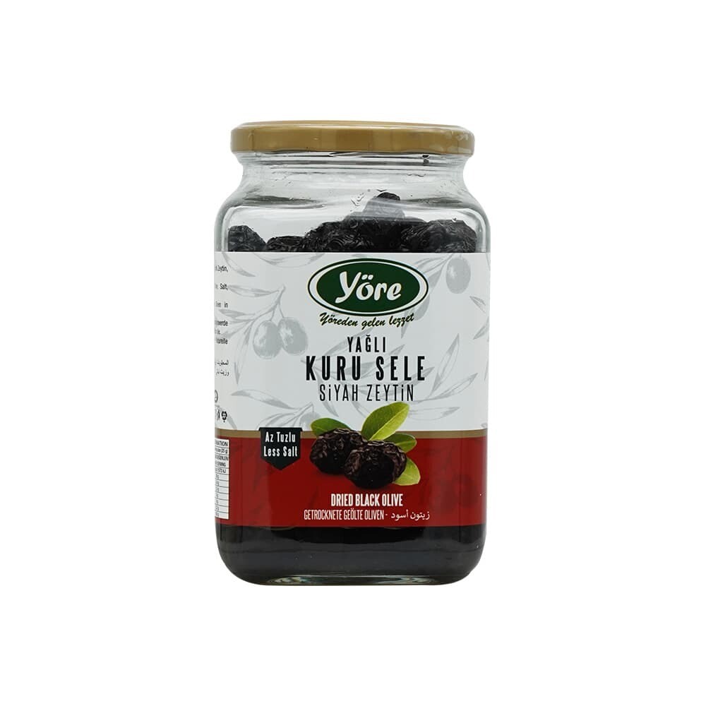 Yöre Gemlik Yağlı Kuru Sele Siyah Zeytin 550 gr,Dried Black olives