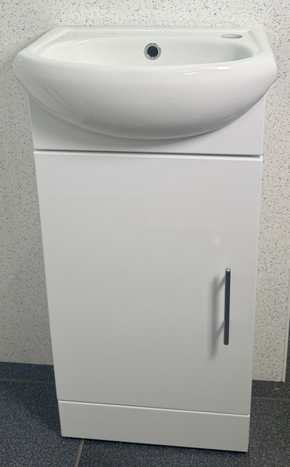 Ultra Cloakroom Single Door Floor standing Vanity Unit & 400mm Basin 1TH Semi Recessed