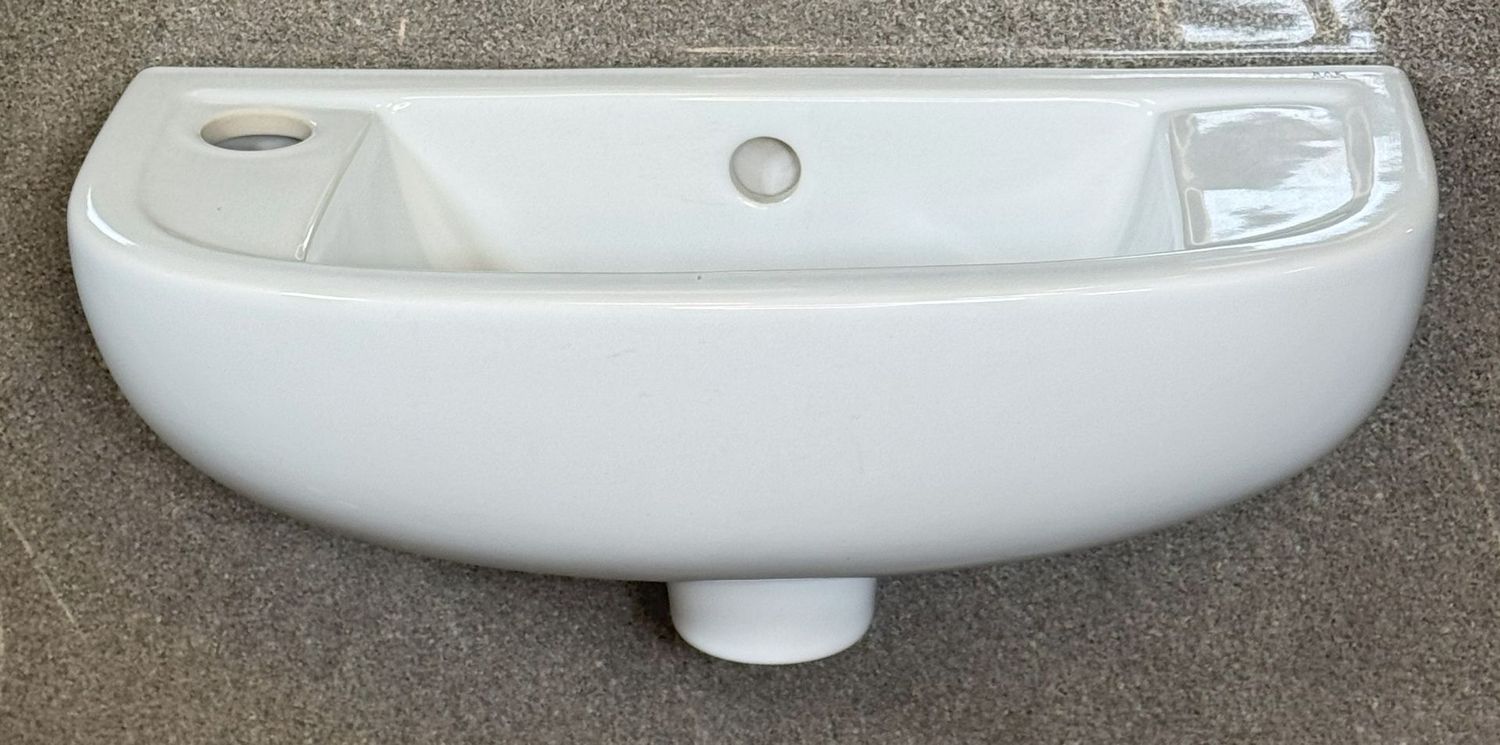 Compact 450 x 215mm Slim Wall Basin 1 Tap Hole Left Hand