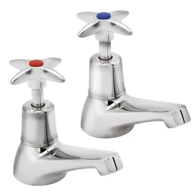 Basin Cross Top Taps Chrome