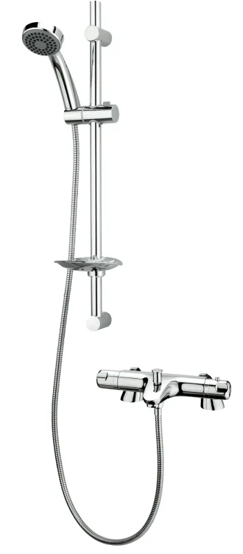 Deva Dynamic Pillar Mounted Thermostatic Bath Shower Mixer With Head & Hose TMV2