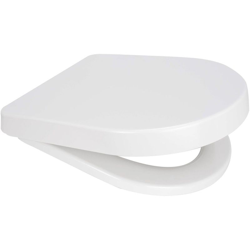 ONE Duroplastic Toilet Seat White Chrome Short 'D' Plated Metal Hinges Top Fixing Easy